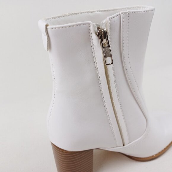 Faux Leather Square Toe Ankle Boots - Picture 5 of 15